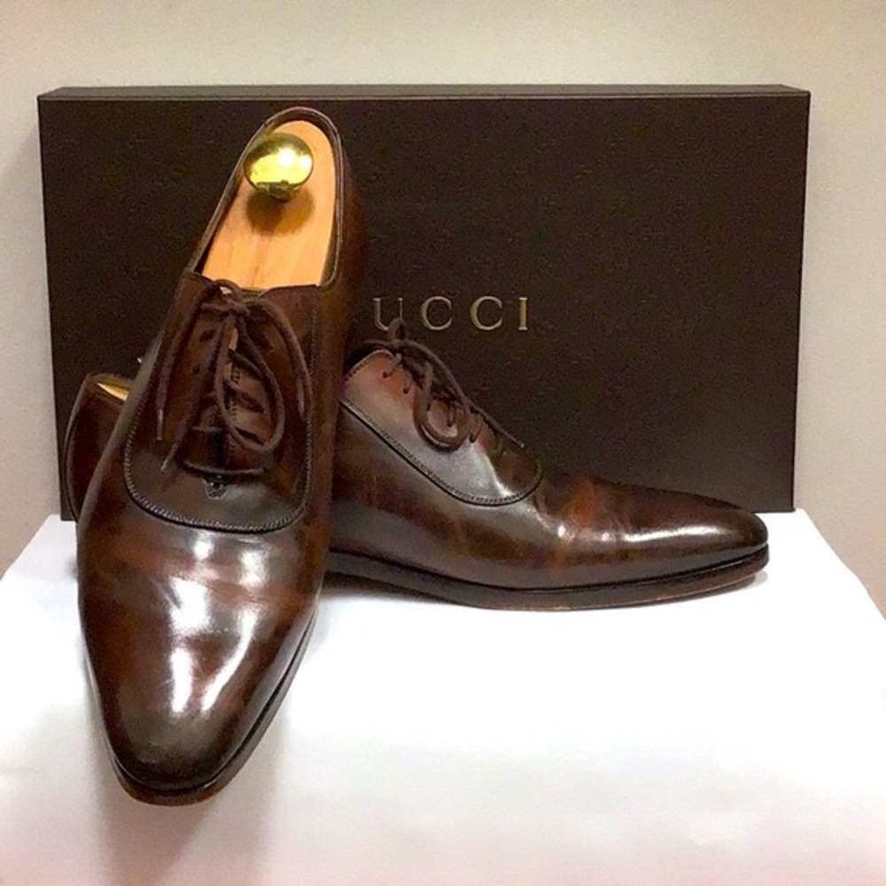 GUCCI  Cocoa brown leather Oxfords